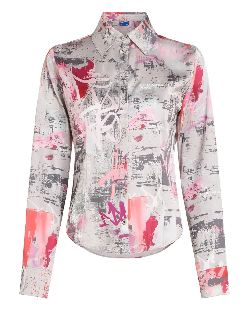 Karl Lagerfeld Hemd mit Farbklecksen - Grau Grau