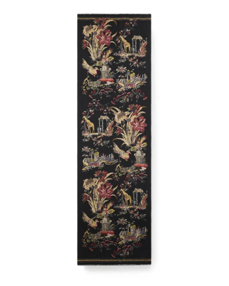Etro brushed wool scarf with two prints - Schwarz Schwarz