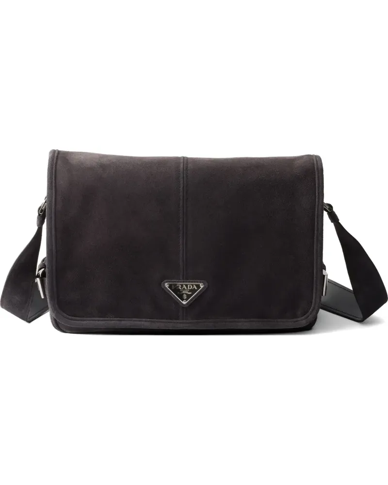 Prada Schultertasche aus Wildleder - Grau Grau