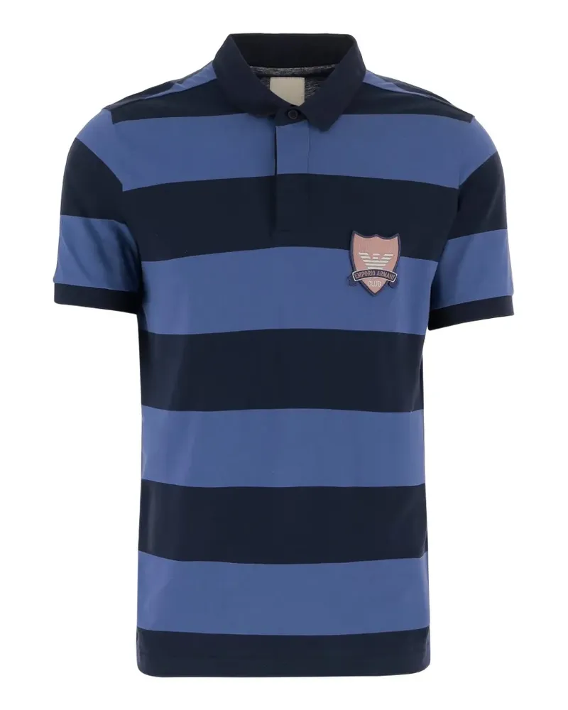 Emporio Armani striped logo polo shirt - Blau Blau