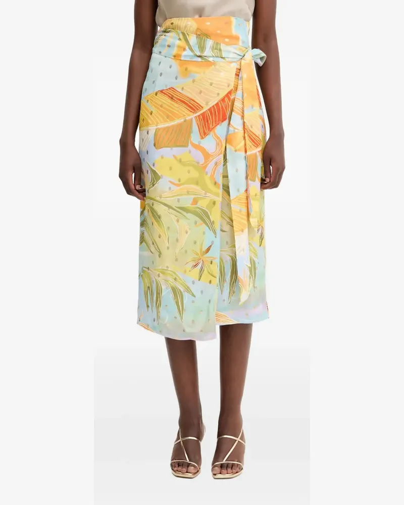 Never Fully Dressed Geblümter Midirock mit Krawatte - Blau Blau