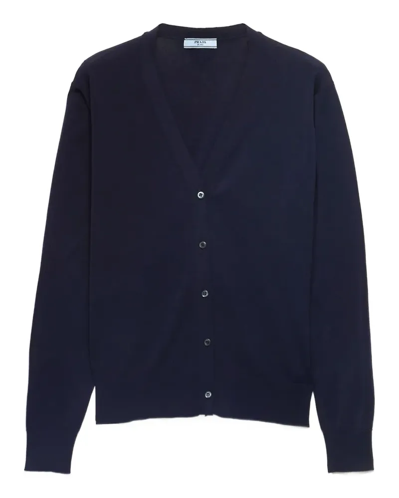 Prada triangle-patch buttoned cardigan - Blau Blau