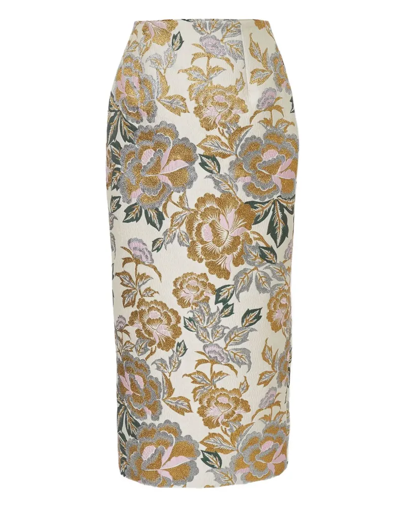 Carolina Herrera New York Jacquard-Midirock mit Blumenmuster - Nude Nude