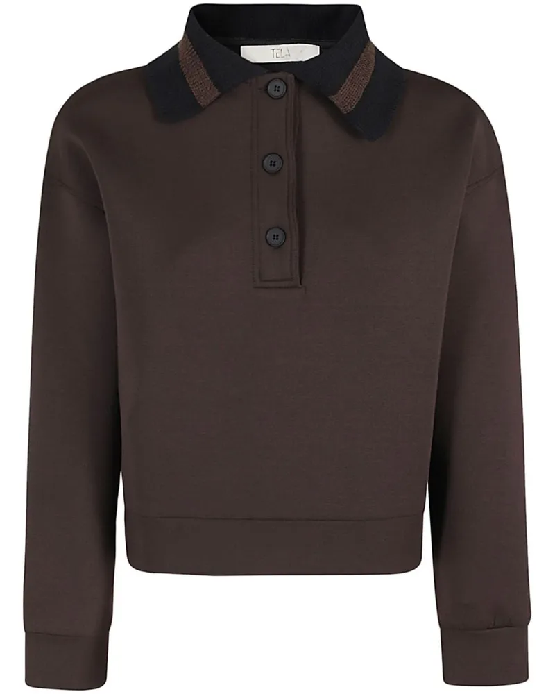 TELA Poloshirt mit Kontrastkragen - Braun Braun