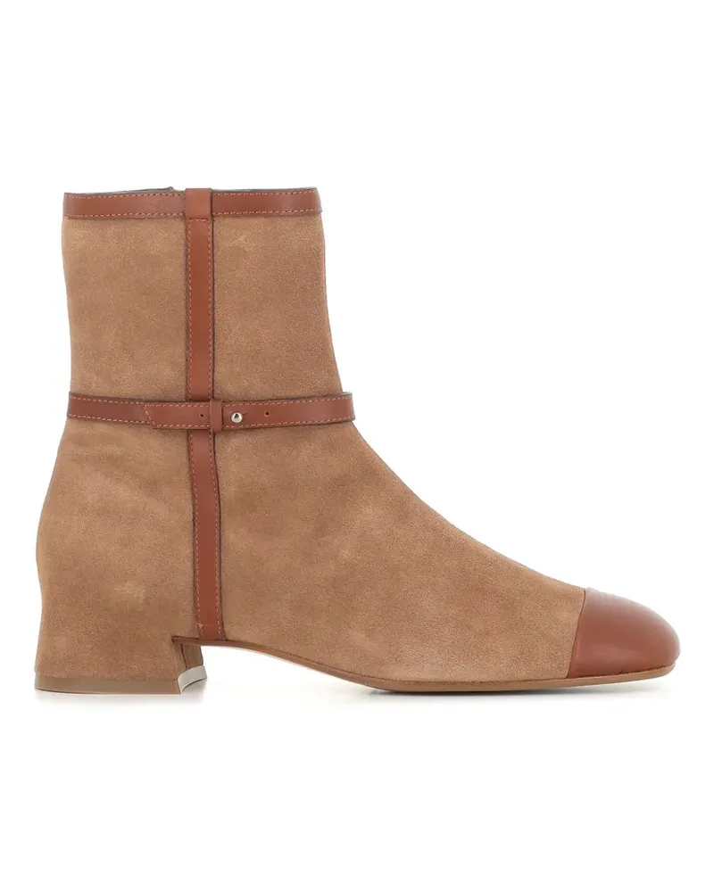 Roberto del Carlo Stiefeletten aus Wildleder mit Lederbesatz - Braun Braun