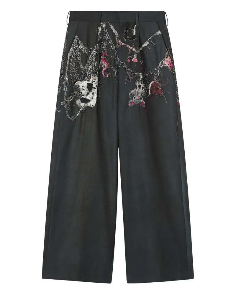 Doublet Bestickte Straight-Leg-Hose - Schwarz Schwarz