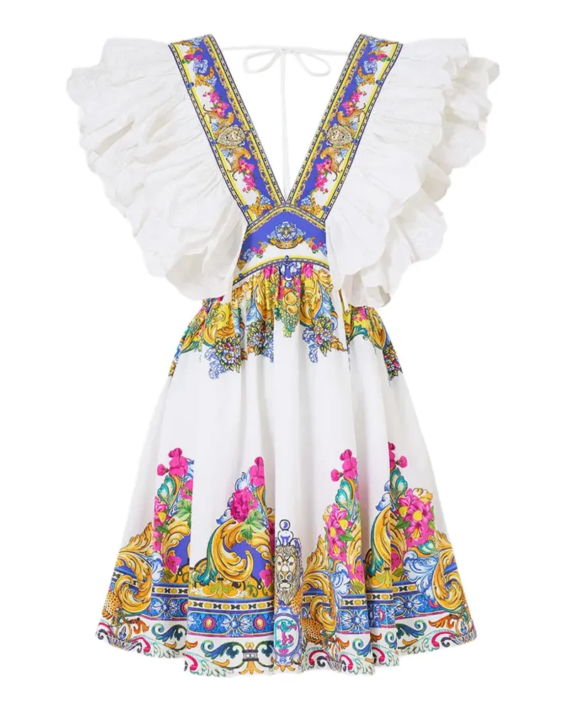 Camilla Milla in Sevilla double frill sleeve printed mini dress - Weiß Weiß