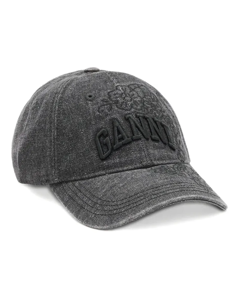 Ganni logo-embroidered denim cap - Grau Grau