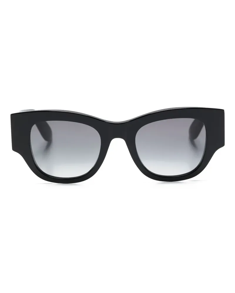 Alexander McQueen Sonnenbrille mit breitem Gestell - Schwarz Schwarz