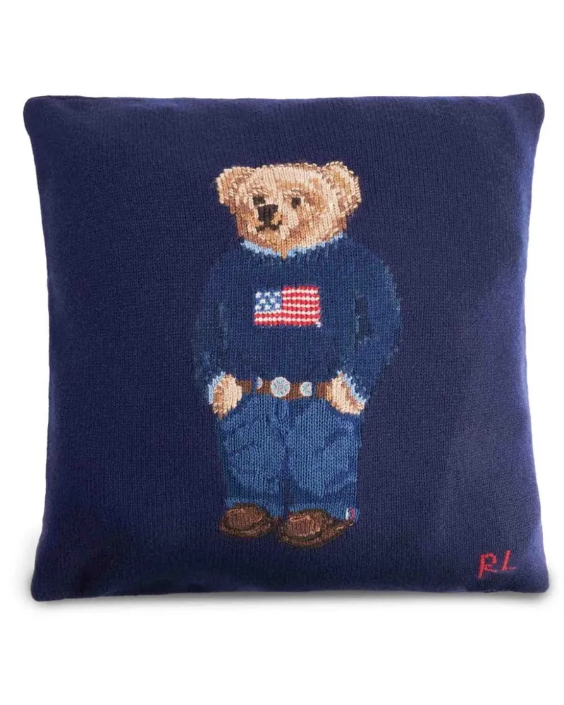 Ralph Lauren Home Intarsien-Kissen mit Polo Bear Blau