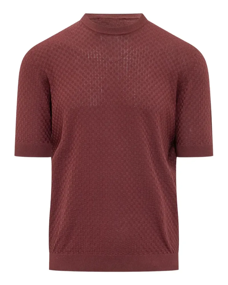 Filippo de Laurentiis Kurzärmeliger Pullover mit Schachbrettmuster - Rot Rot