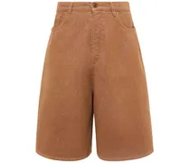 Jeans-Shorts mit weitem Bein - Braun