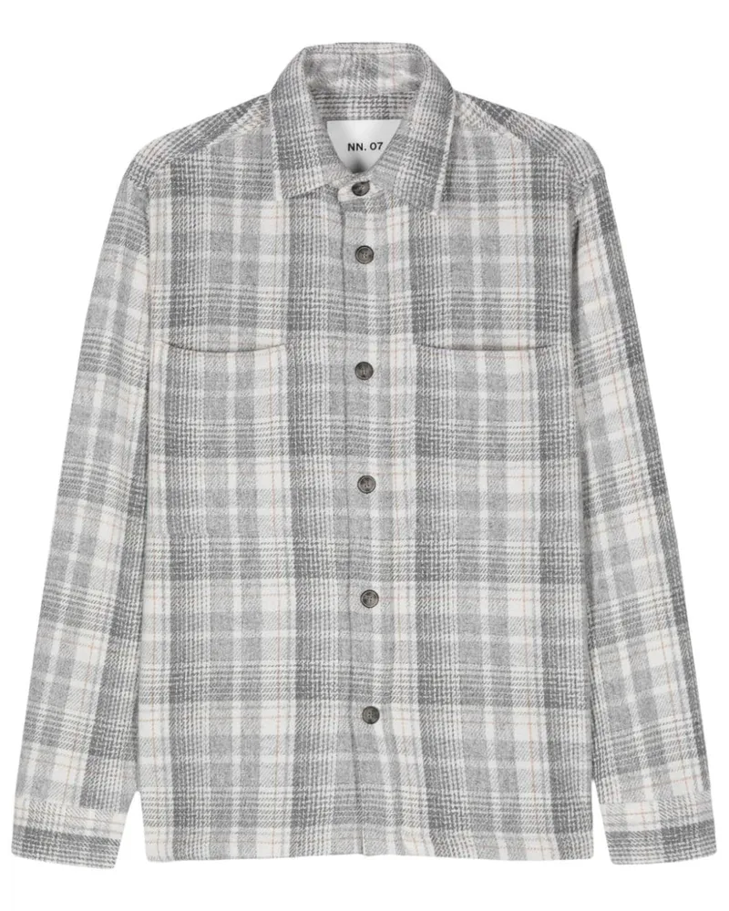 NN 07 Frode Hemdjacke mit Karomuster - Grau Grau