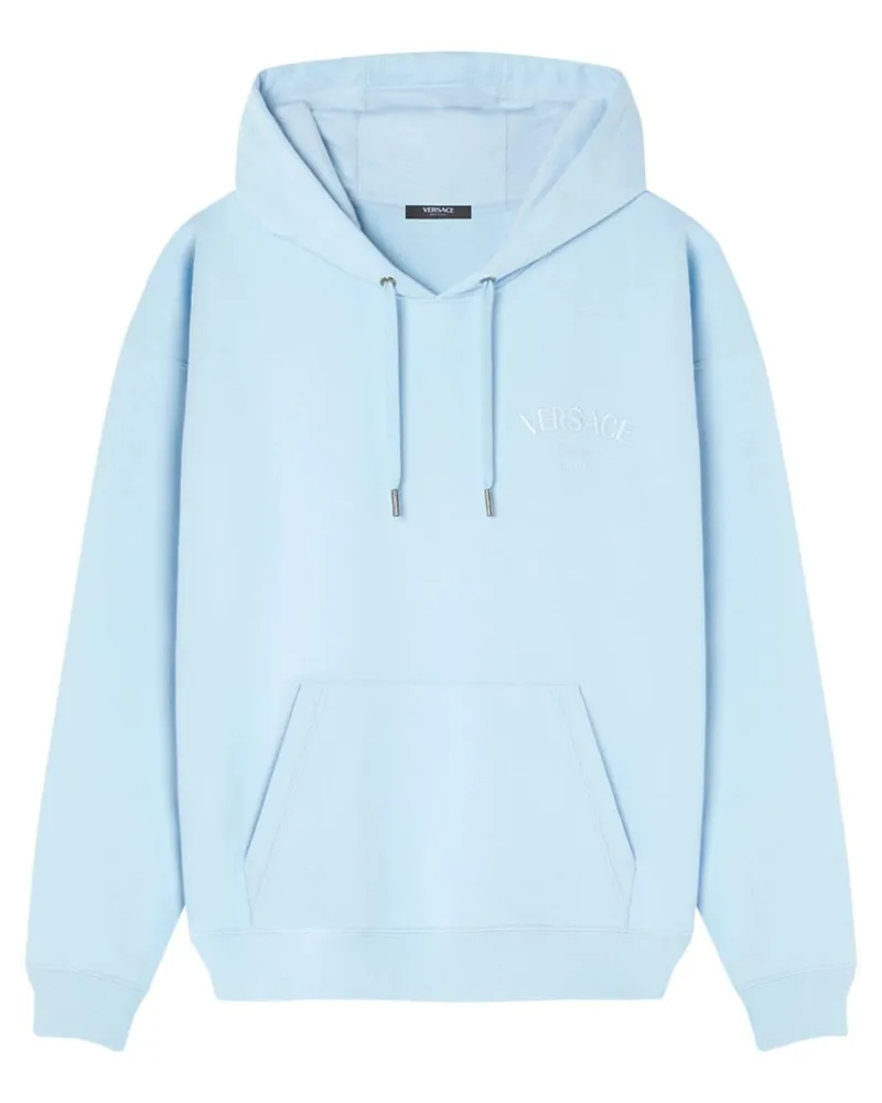 Versace Hoodie mit Logo-Stickerei Blau