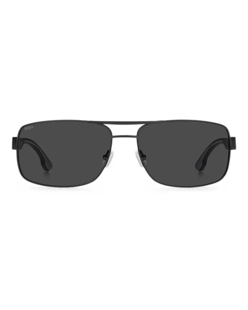 HUGO BOSS double-bridge rectangle-frame sunglasses - Schwarz Schwarz