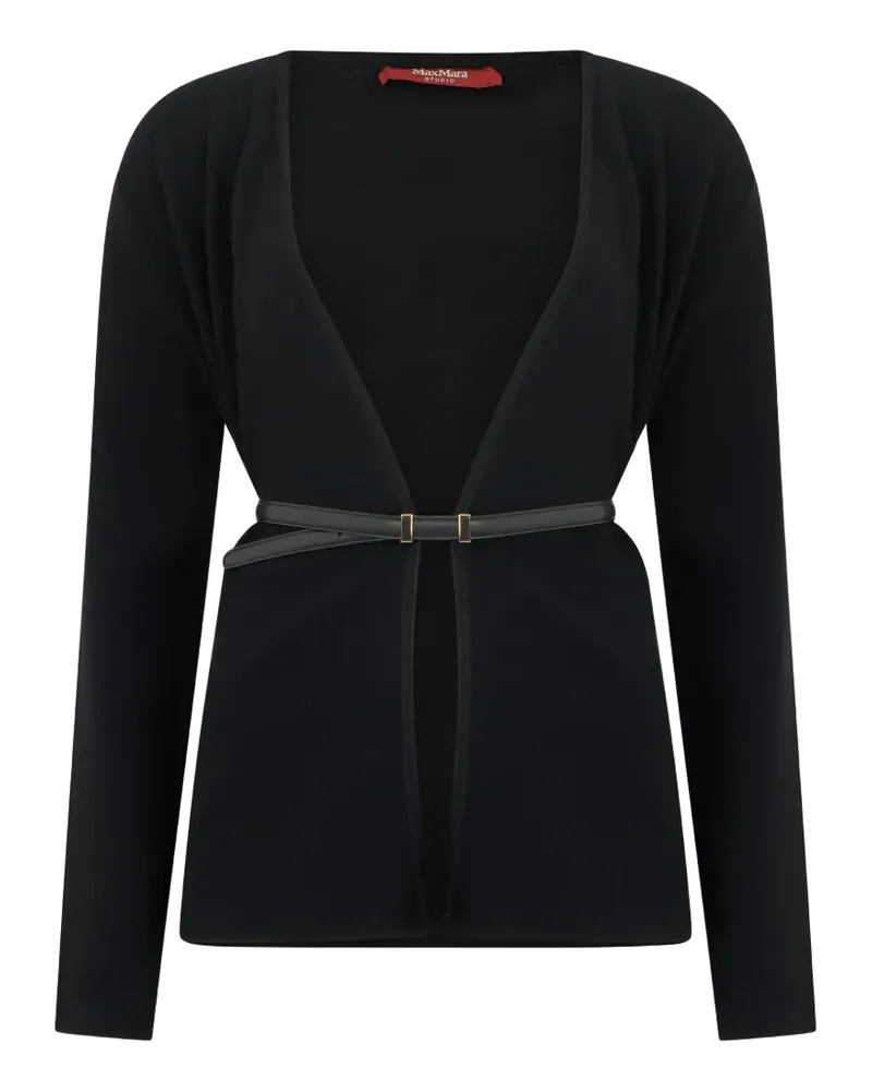 Max Mara Cardigan mit Gürtel - Schwarz Schwarz