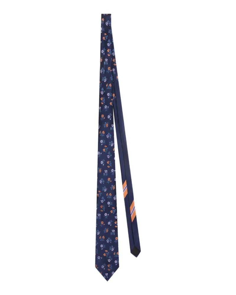 Dries van Noten printed silk tie - Blau Blau