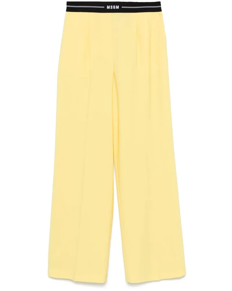 MSGM Hose mit Logo-Bund - Gelb Gelb