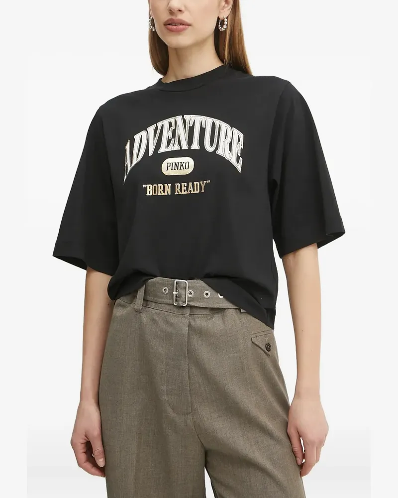 Pinko T-Shirt mit grafischem Print - Schwarz Schwarz