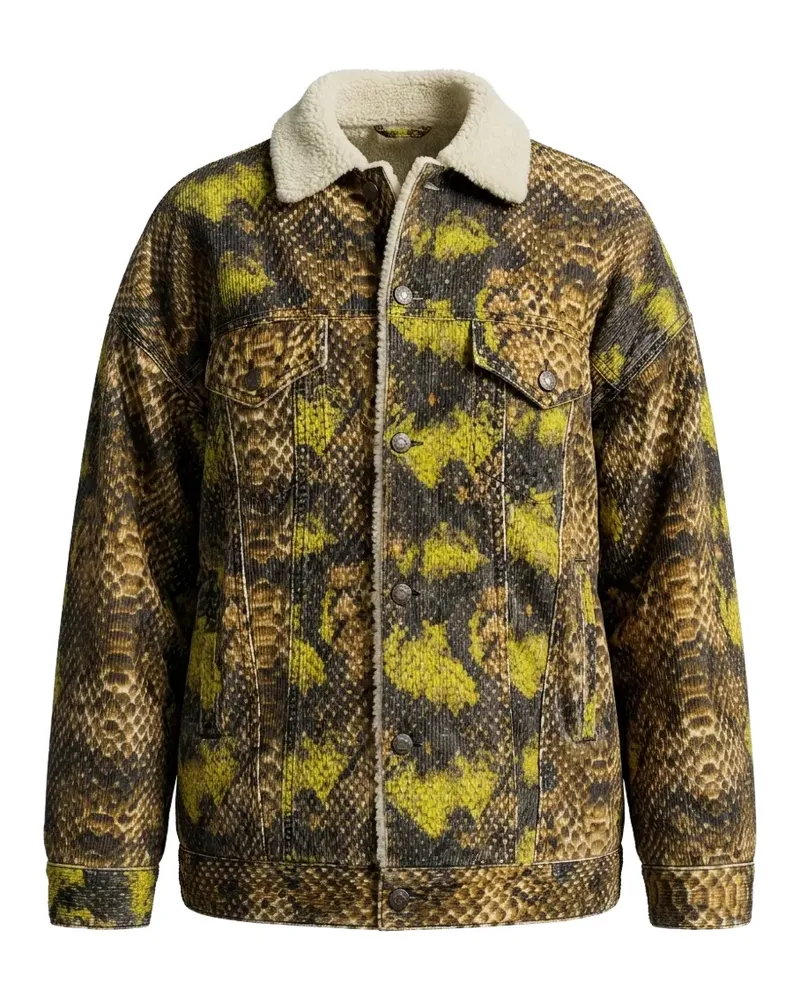 R13 Cordjacke mit Schlangen-Print - Braun Braun