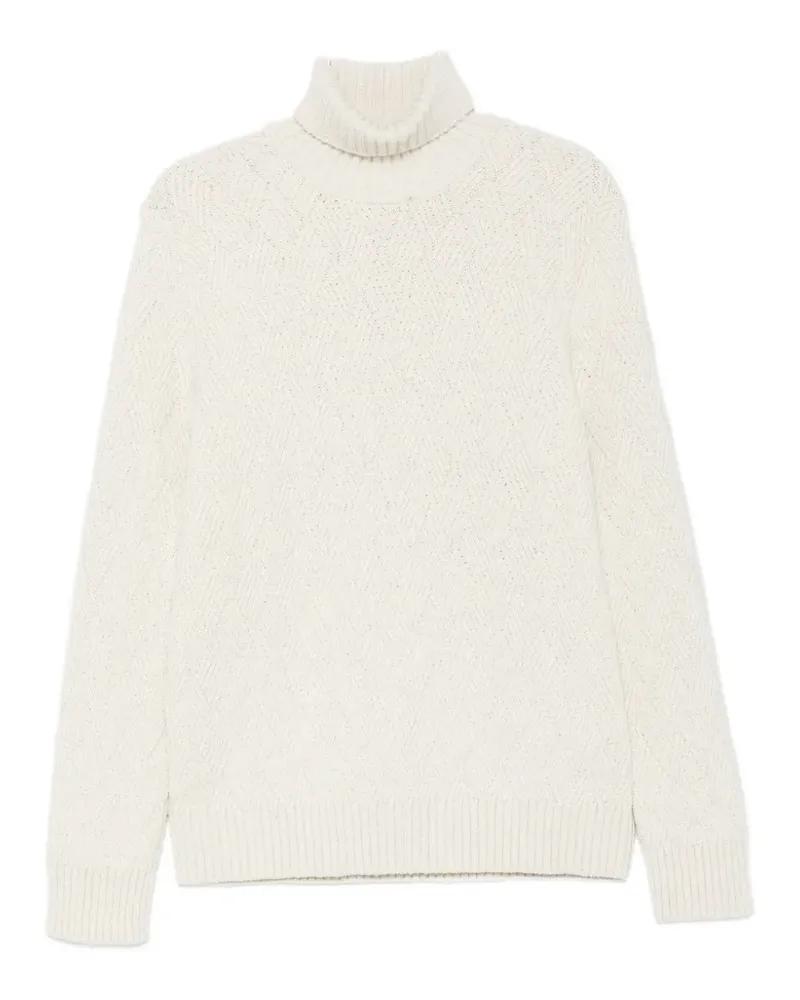 Eleventy Rollkragenpullover mit Rautenmuster - Weiß Weiß