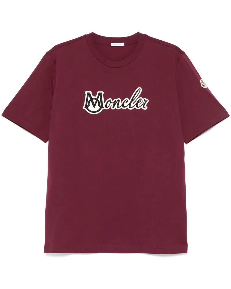 Moncler T-Shirt mit Logo-Patch - Rot Rot