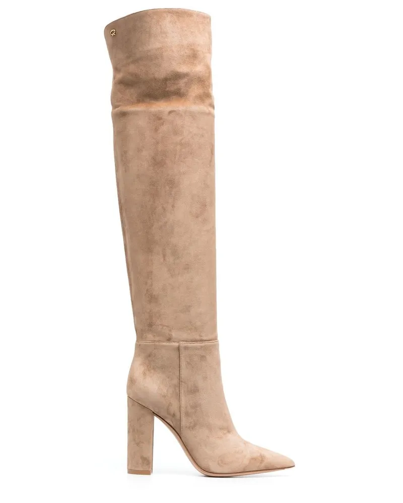 Gianvito Rossi Stiefel mit spitzer Kappe 105mm - Nude Nude