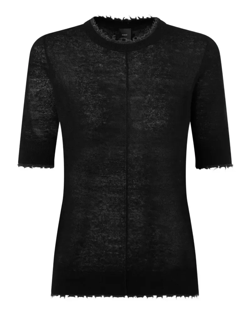 Pinko Kurzärmeliges T-Shirt mit ausgefransten Kanten - Schwarz Schwarz