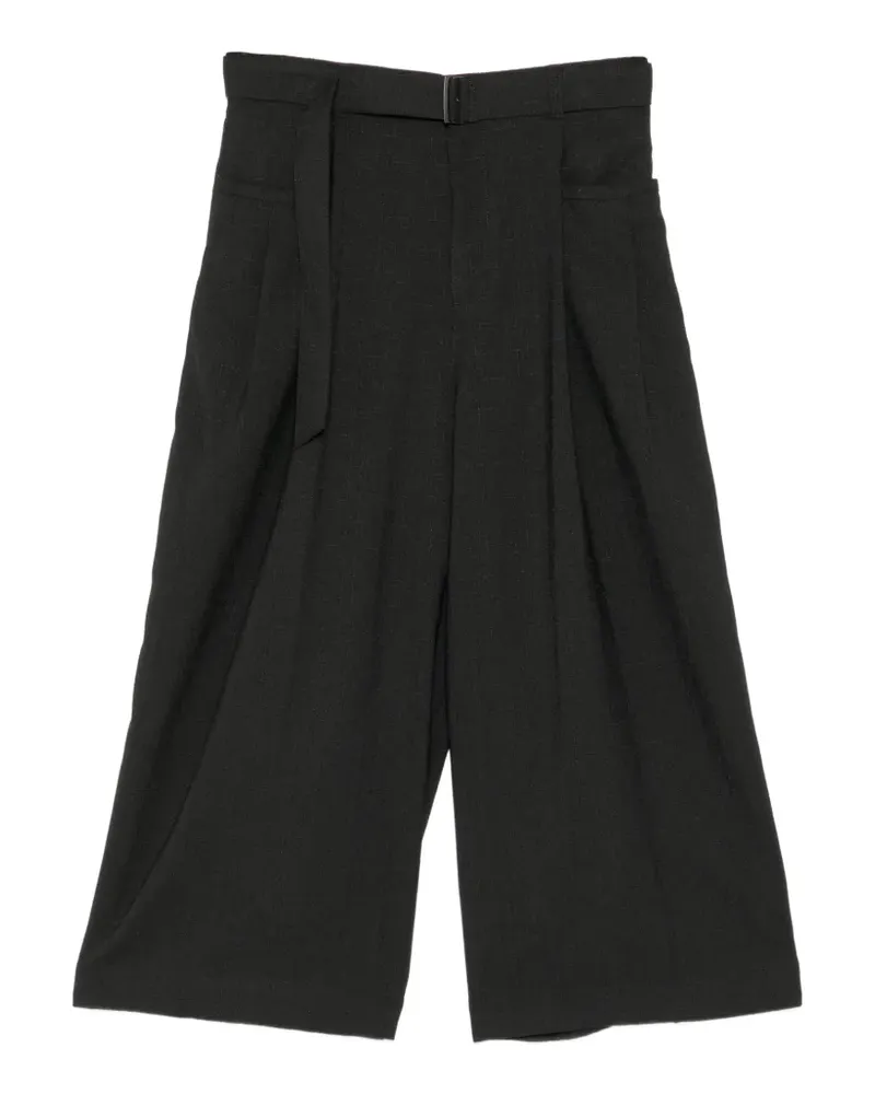SONGZIO Cropped-Hose mit Gürtel - Schwarz Schwarz