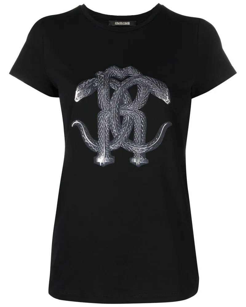 Roberto Cavalli T-Shirt mit Schlangen-Print Schwarz