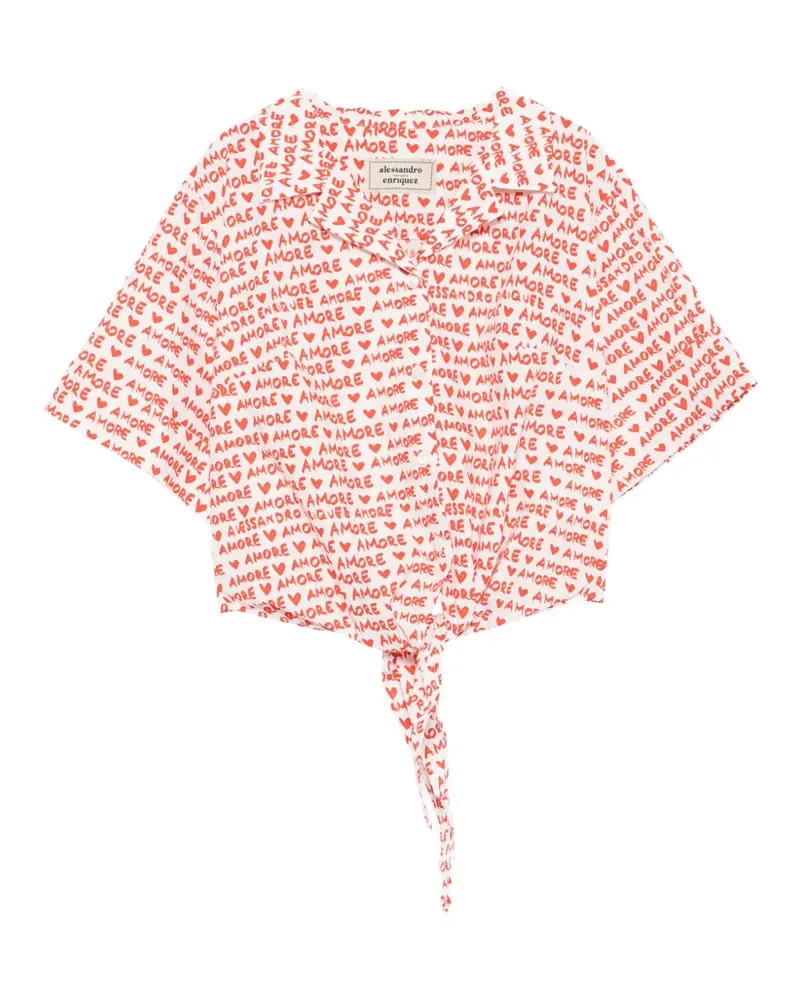 Alessandro Enriquez amore-pattern shirt - Weiß Weiß
