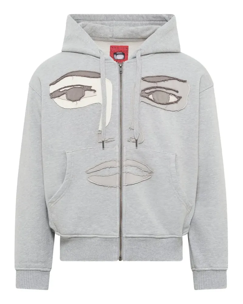 KidSuper Patchwork Face zip-up hoodie - Grau Grau