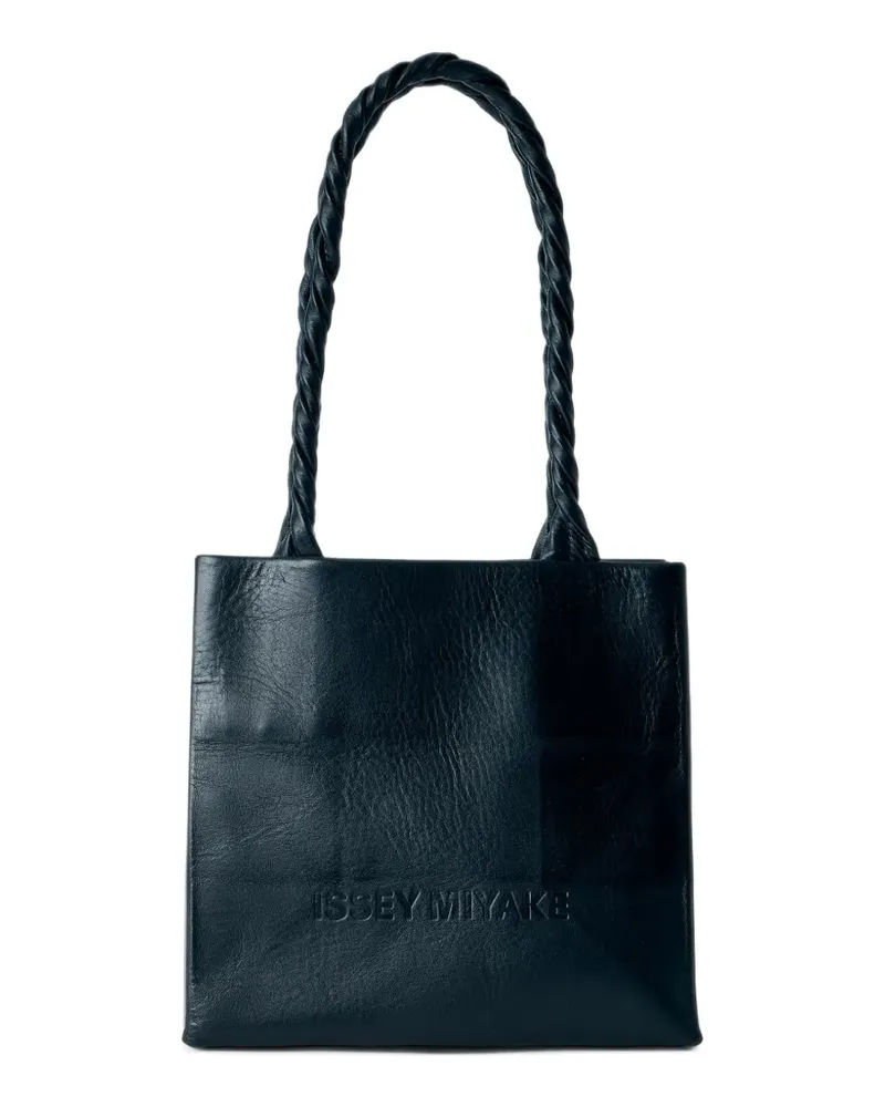 Issey Miyake twisted-handle embossed-logo tote bag - Schwarz Schwarz