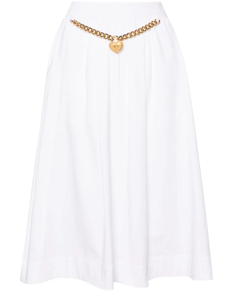 Moschino Midirock mit Herzanhänger - Weiß Weiß
