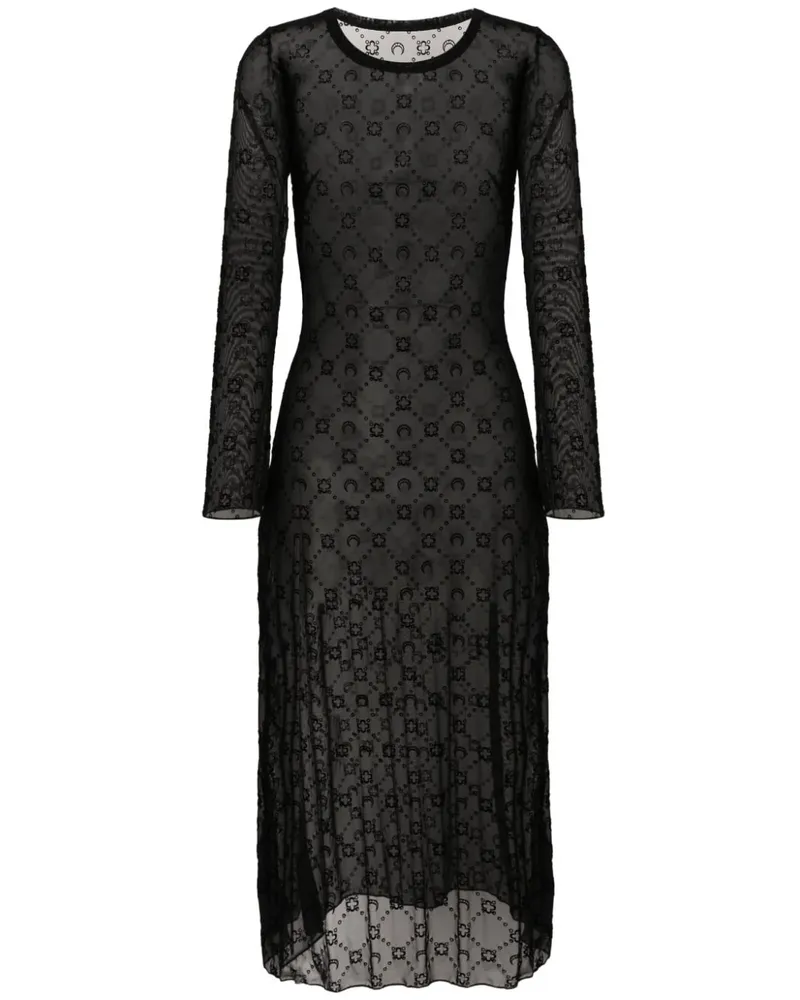 Marine Serre Mesh-Kleid mit Monogramm - Schwarz Schwarz