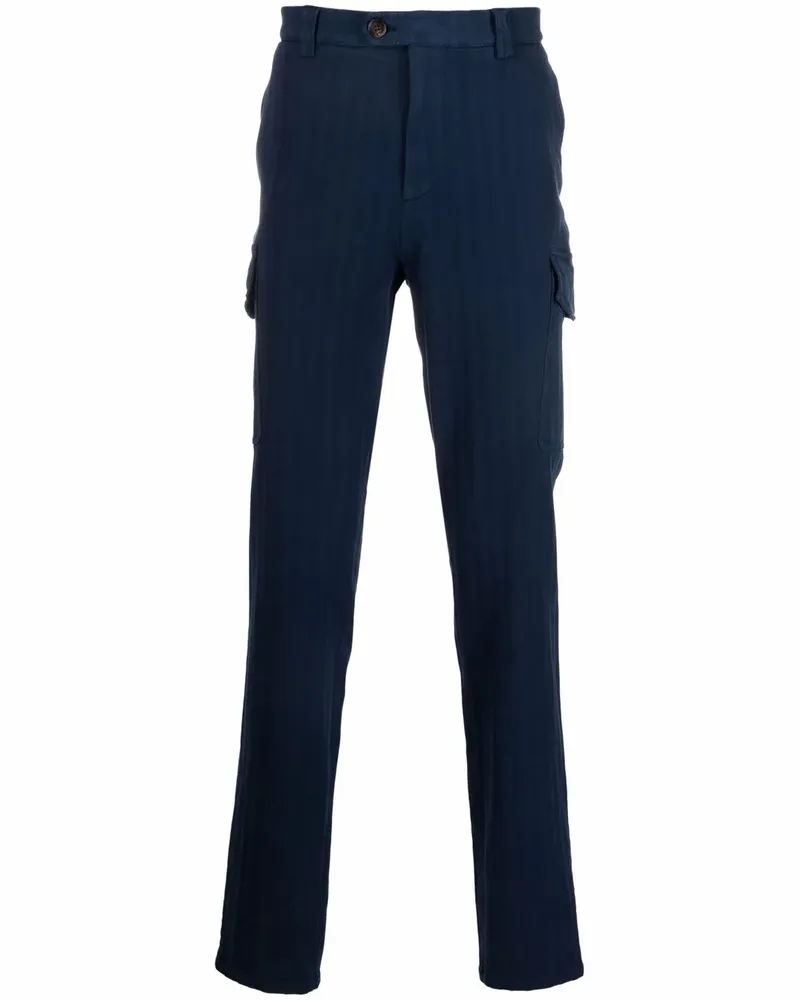 Brunello Cucinelli Schmale Hose mit Längsstreifen - Blau Blau