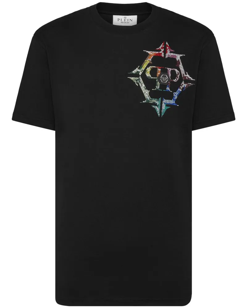 Philipp Plein T-Shirt mit Logo-Patch - Schwarz Schwarz