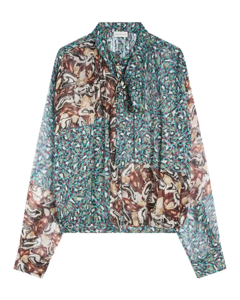 Dries van Noten Seidenbluse mit abstraktem Print - Blau Blau