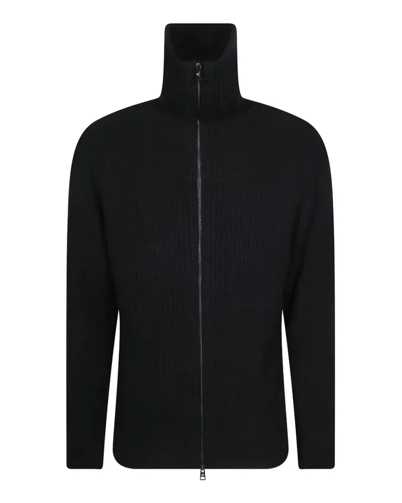 Tagliatore Gerippter Cardigan mit Reißverschluss - Schwarz Schwarz