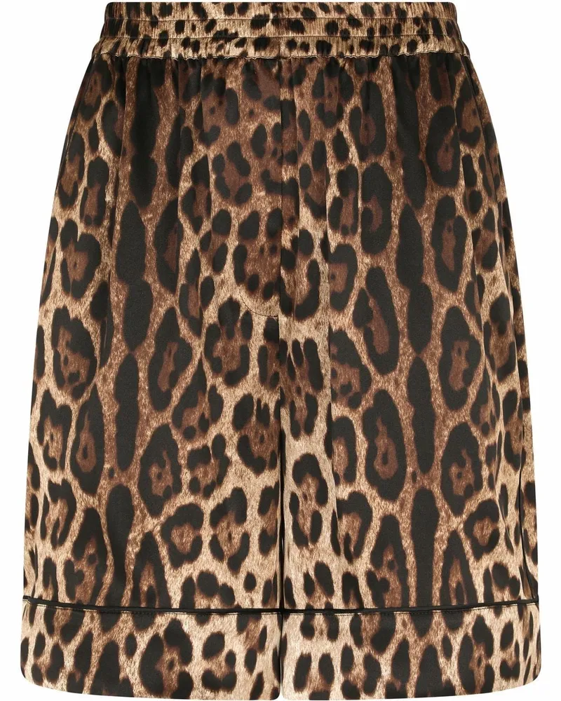 Dolce & Gabbana Seidenshorts mit Leoparden-Print - Braun Braun