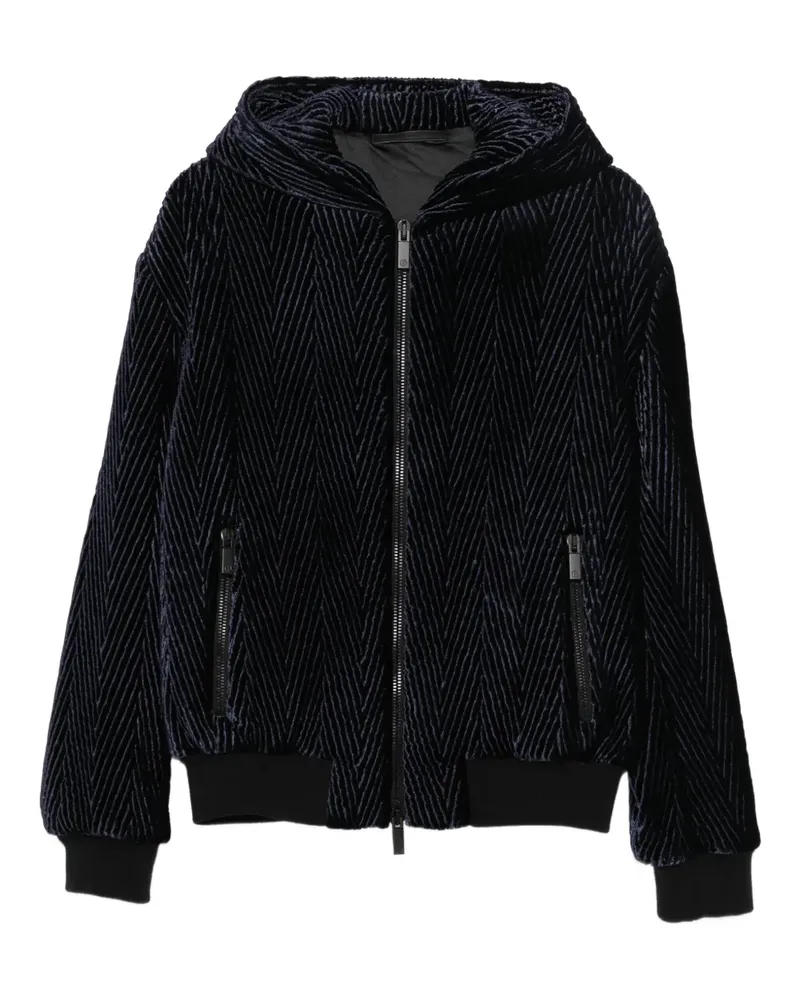 Giorgio Armani Kapuzenjacke mit Fischgrätenmuster - Blau Blau