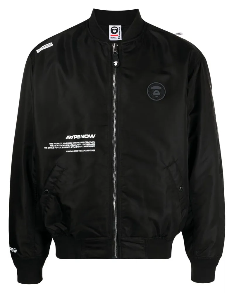 BAPE Bomberjacke mit Logo-Patch - Schwarz Schwarz
