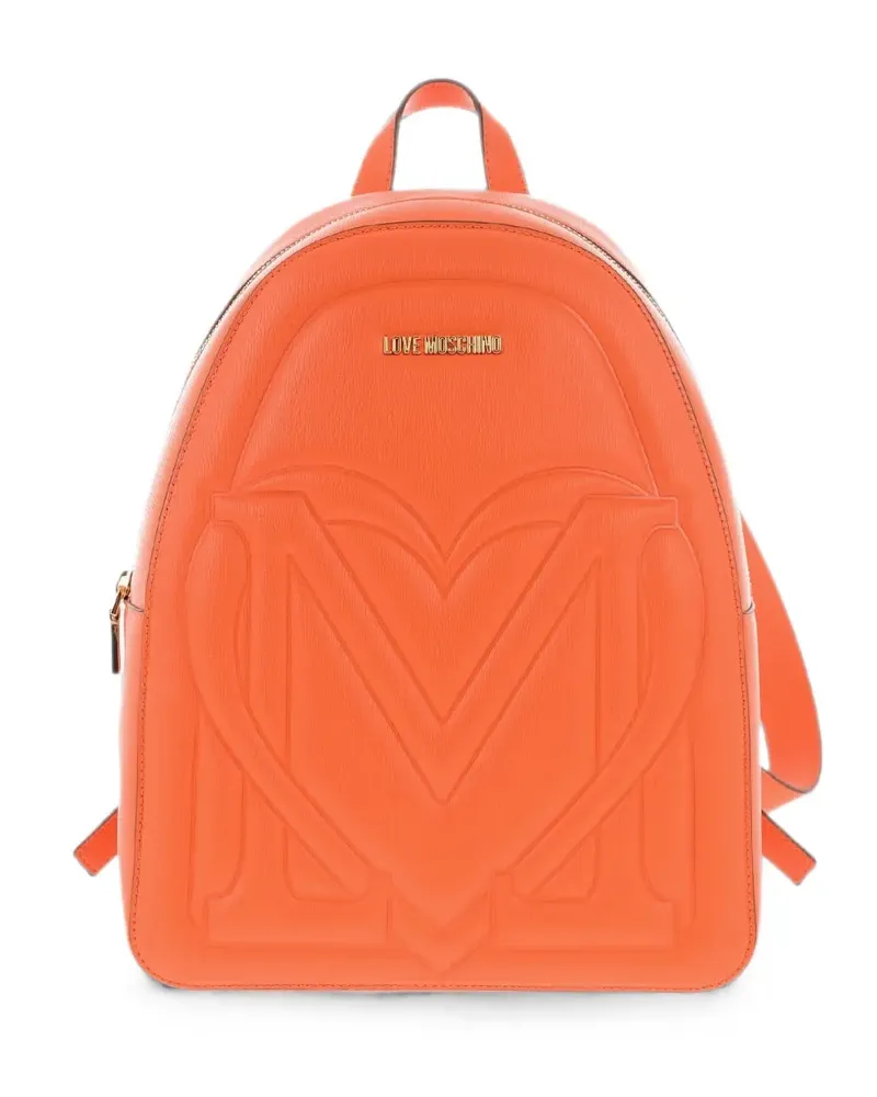 Moschino logo-plaque embossed-logo backpack - Orange Orange