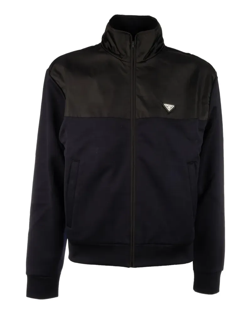 Prada cotton fleece zipper jacket with Re-Nylon details - Schwarz Schwarz