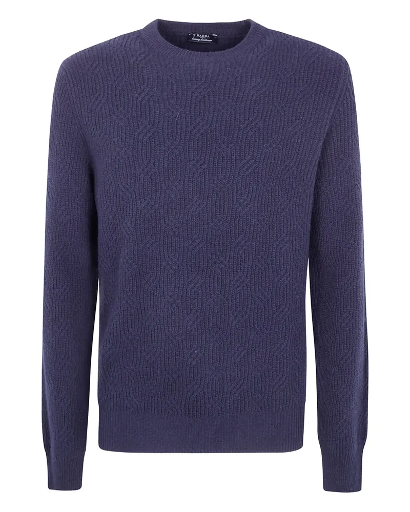 BARBA Gerippter Strickpullover - Blau Blau
