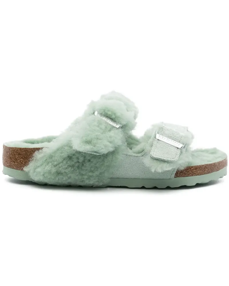 Birkenstock Arizona Teddy Split Pantoletten - Grün Grün