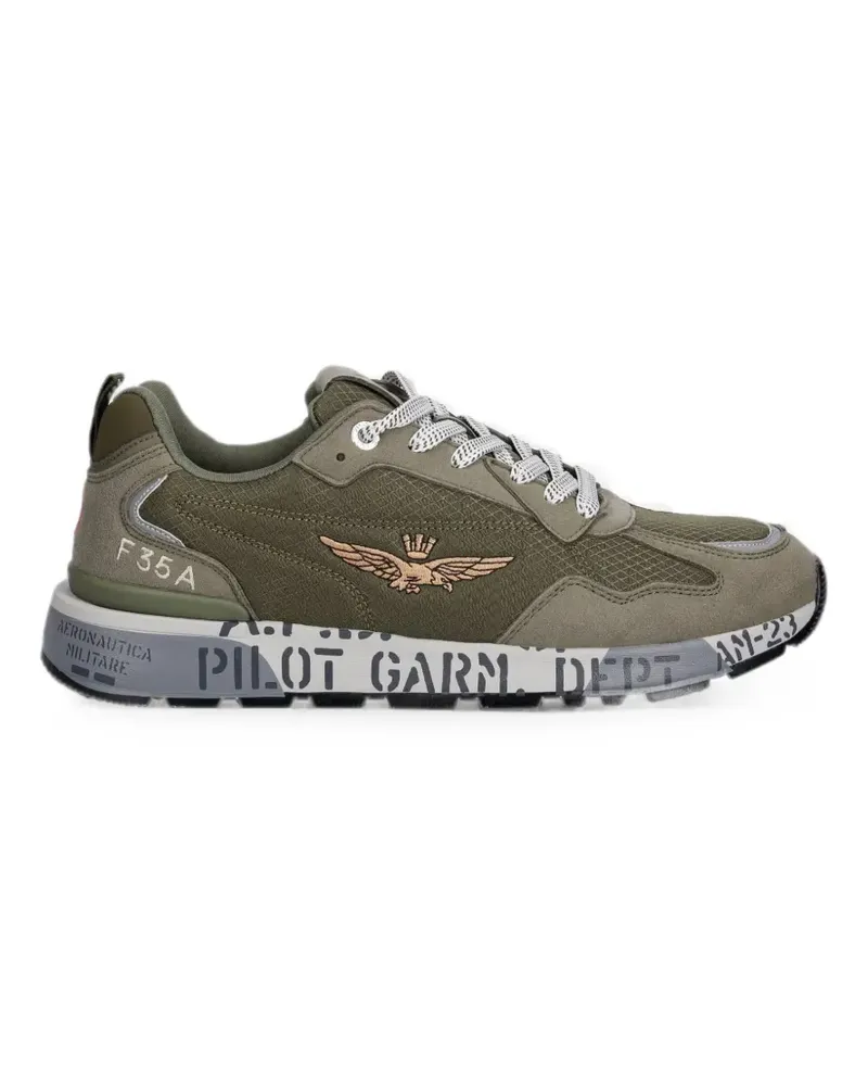 Aeronautica Militare logo-embroidered panelled sneakers - Grün Grün