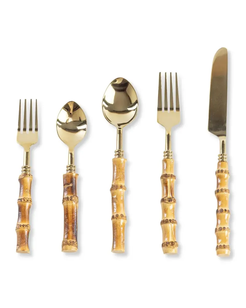Les-Ottomans Besteck-Set mit Bambushenkel - Braun Braun