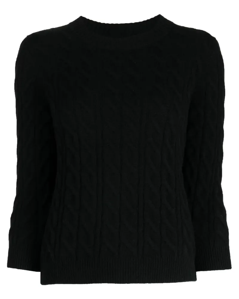 N.Peal Kaschmirpullover mit Zopfmuster - Schwarz Schwarz