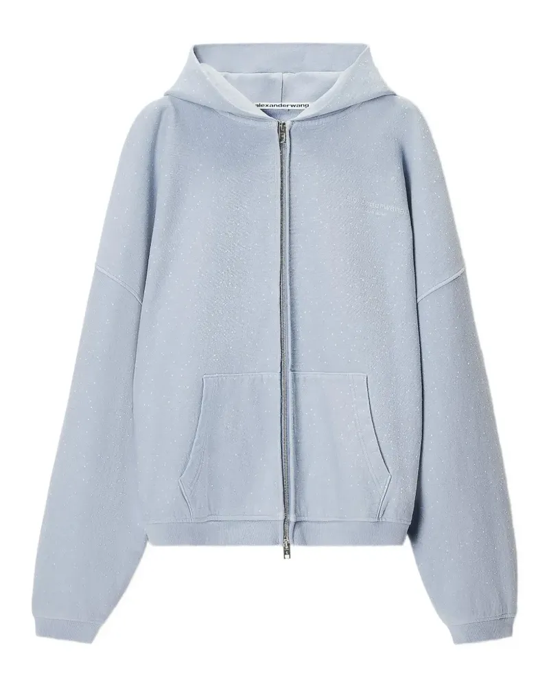 Alexander Wang hotfix-embellished zip-up hoodie - Blau Blau